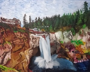 Snoqualmie Falls, 2017, oil on canvas, 30" x 24"