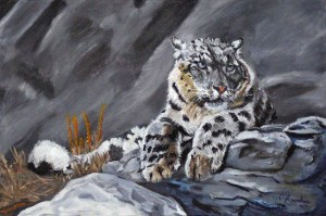 Snow Leopard, 2017, oil on canvas, 30" x 20"